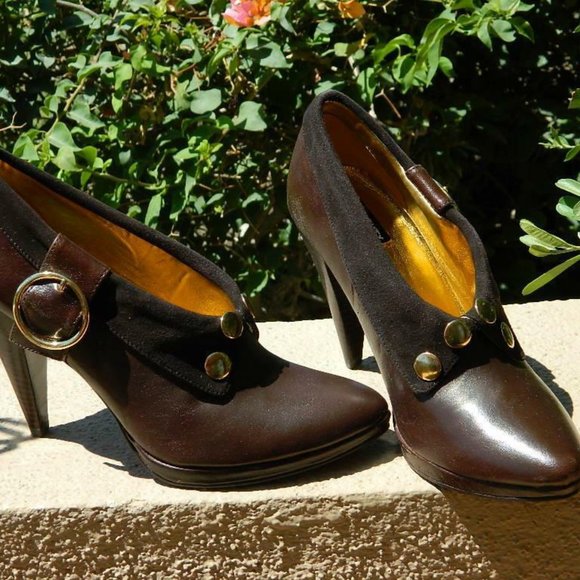Naughty Monkey Brown Leather Shoe Boots w/Studs ,Size 7 w/box , EUC - Picture 8 of 14